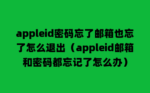 appleid密码忘了邮箱也忘了怎么退出（appleid邮箱和密码都忘记了怎么办）