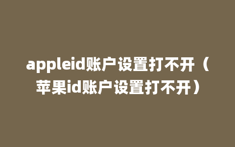 appleid账户设置打不开（苹果id账户设置打不开）