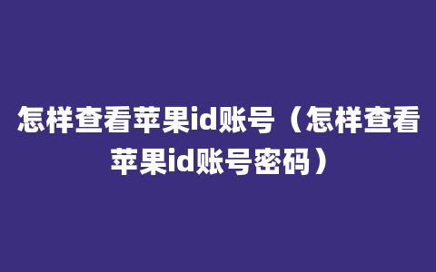 怎样查看苹果id账号（怎样查看苹果id账号密码）