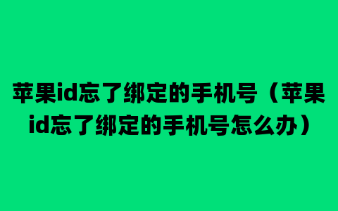 苹果id忘了绑定的手机号（苹果id忘了绑定的手机号怎么办）