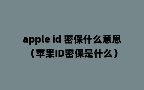 apple id 密保什么意思（苹果ID密保是什么）