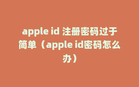 apple id 注册密码过于简单（apple id密码怎么办）