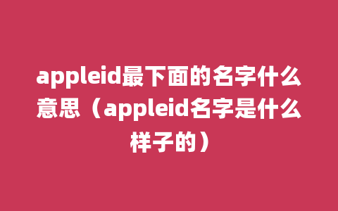 appleid最下面的名字什么意思（appleid名字是什么样子的）