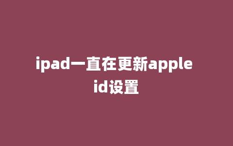 ipad一直在更新apple id设置