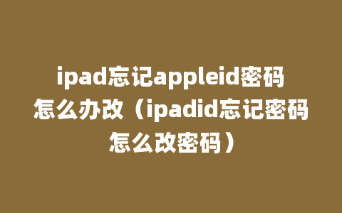 ipad忘记appleid密码怎么办改（ipadid忘记密码怎么改密码）