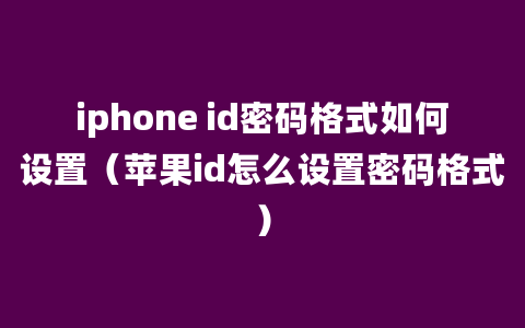 iphone id密码格式如何设置（苹果id怎么设置密码格式）