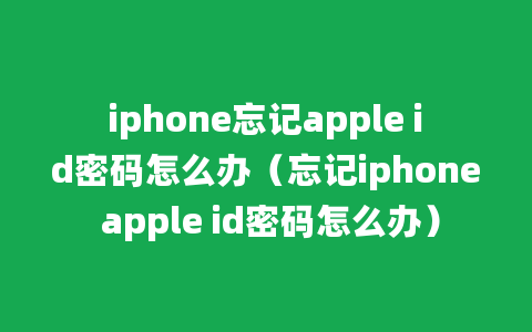 iphone忘记apple id密码怎么办（忘记iphone apple id密码怎么办）