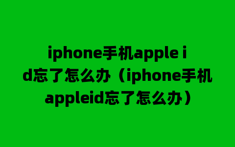 iphone手机apple id忘了怎么办（iphone手机appleid忘了怎么办）