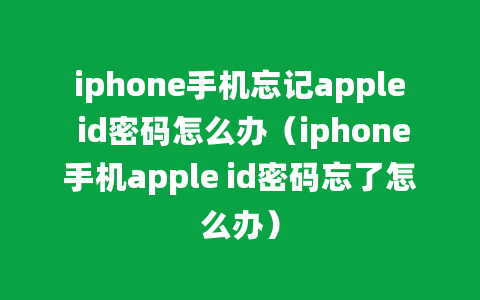 iphone手机忘记apple id密码怎么办（iphone手机apple id密码忘了怎么办）