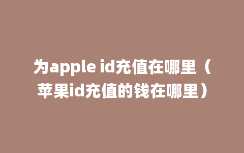 为apple id充值在哪里（苹果id充值的钱在哪里）