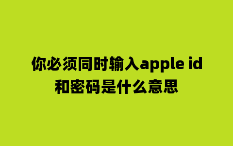 你必须同时输入apple id和密码是什么意思