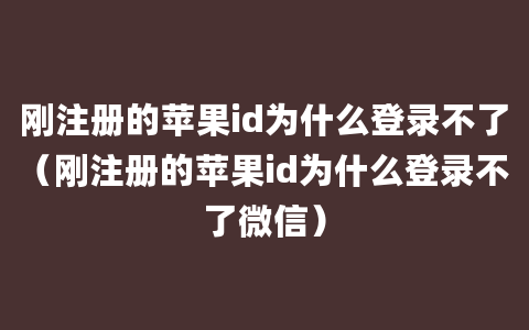 刚注册的苹果id为什么登录不了（刚注册的苹果id为什么登录不了微信）