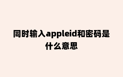 同时输入appleid和密码是什么意思