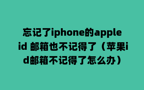 忘记了iphone的apple id 邮箱也不记得了（苹果id邮箱不记得了怎么办）