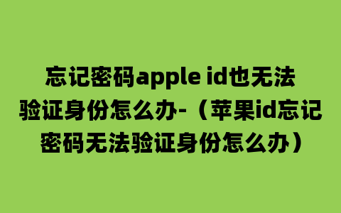 忘记密码apple id也无法验证身份怎么办-（苹果id忘记密码无法验证身份怎么办）