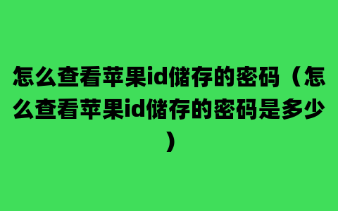 怎么查看苹果id储存的密码（怎么查看苹果id储存的密码是多少）