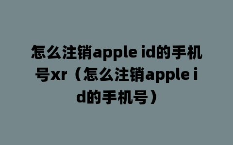 怎么注销apple id的手机号xr（怎么注销apple id的手机号）