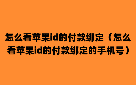 怎么看苹果id的付款绑定（怎么看苹果id的付款绑定的手机号）