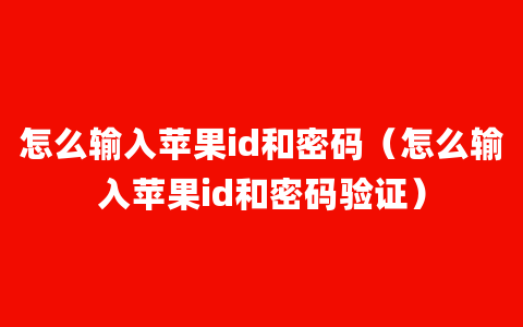 怎么输入苹果id和密码（怎么输入苹果id和密码验证）