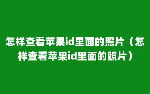 怎样查看苹果id里面的照片（怎样查看苹果id里面的照片）