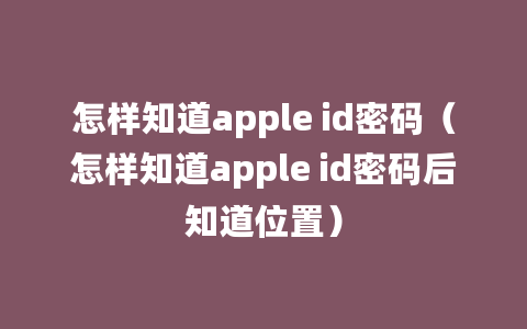 怎样知道apple id密码（怎样知道apple id密码后知道位置）