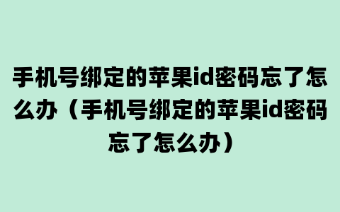 手机号绑定的苹果id密码忘了怎么办（手机号绑定的苹果id密码忘了怎么办）