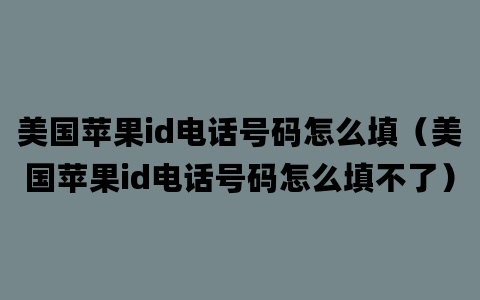 美国苹果id电话号码怎么填（美国苹果id电话号码怎么填不了）