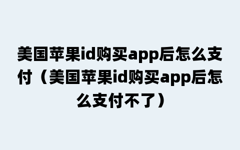 美国苹果id购买app后怎么支付（美国苹果id购买app后怎么支付不了）