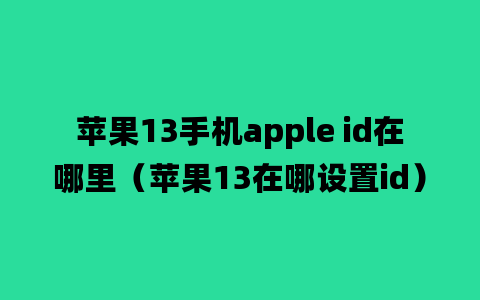 苹果13手机apple id在哪里（苹果13在哪设置id）