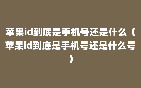 苹果id到底是手机号还是什么（苹果id到底是手机号还是什么号）