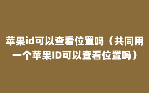 苹果id可以查看位置吗（共同用一个苹果ID可以查看位置吗）