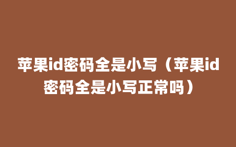 苹果id密码全是小写（苹果id密码全是小写正常吗）