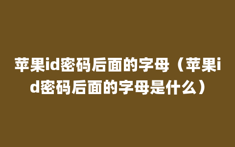 苹果id密码后面的字母（苹果id密码后面的字母是什么）