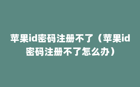 苹果id密码注册不了（苹果id密码注册不了怎么办）