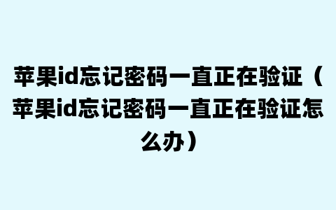 苹果id忘记密码一直正在验证（苹果id忘记密码一直正在验证怎么办）