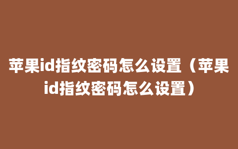 苹果id指纹密码怎么设置（苹果id指纹密码怎么设置）