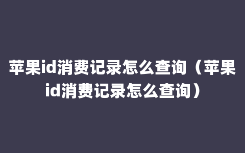 苹果id消费记录怎么查询（苹果id消费记录怎么查询）