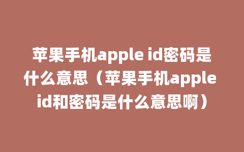 苹果手机apple id密码是什么意思（苹果手机apple id和密码是什么意思啊）