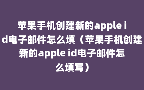 苹果手机创建新的apple id电子邮件怎么填（苹果手机创建新的apple id电子邮件怎么填写）